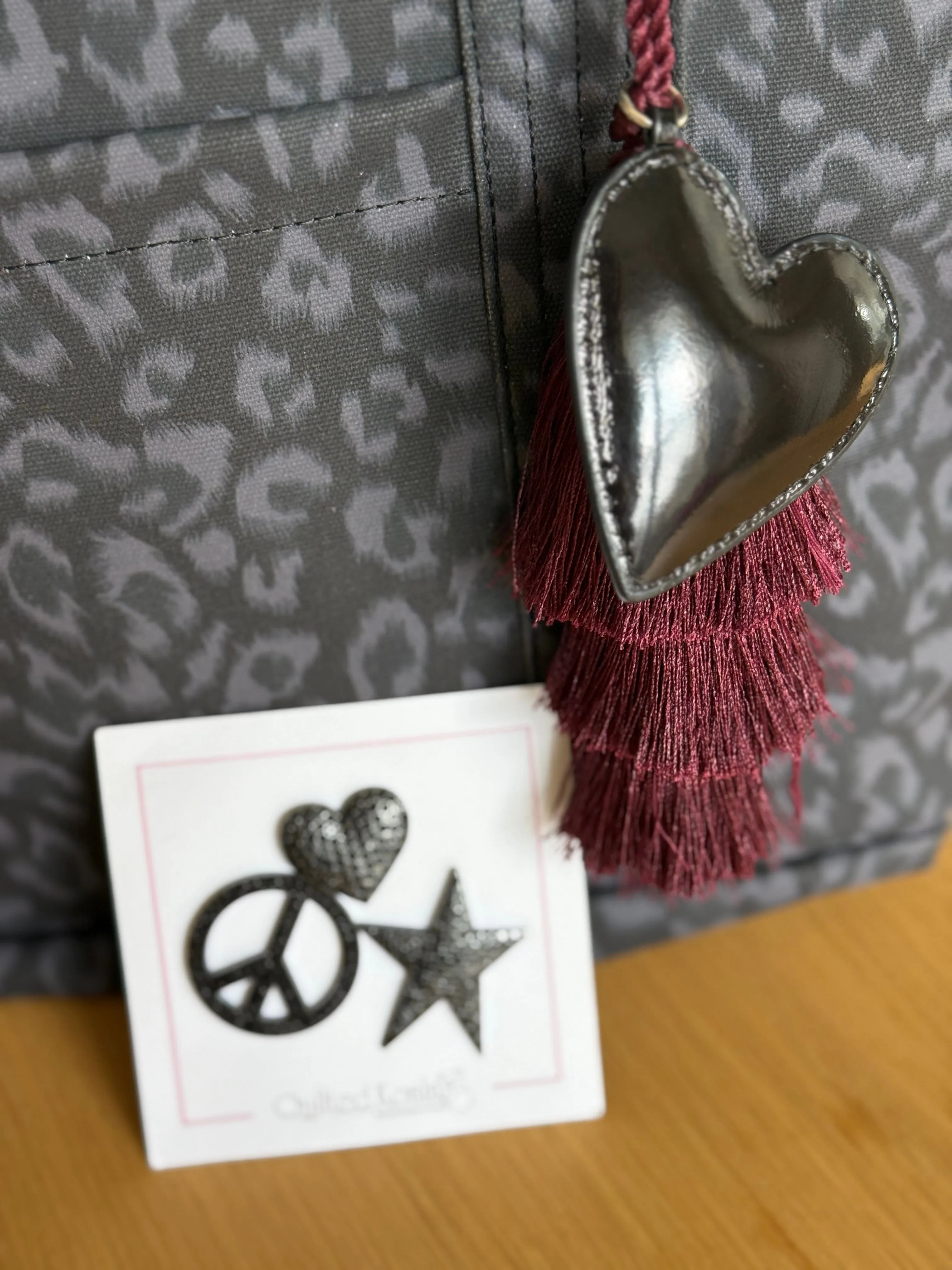 Black Leopard Midi Zipper Tote Bundle (Bordeaux) sold by Quilted Koala product image thumbnail 3