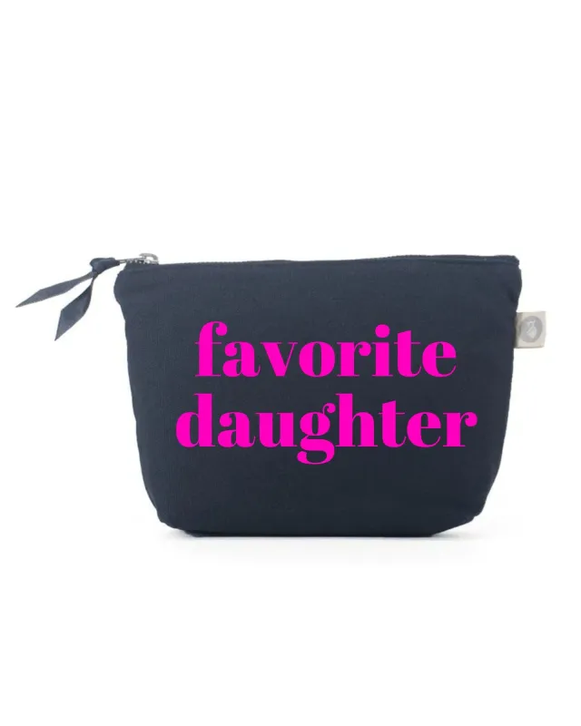 FAVORITE DAUGHTER Makeup Bag- Navy with Neon Pink sold by Quilted Koala