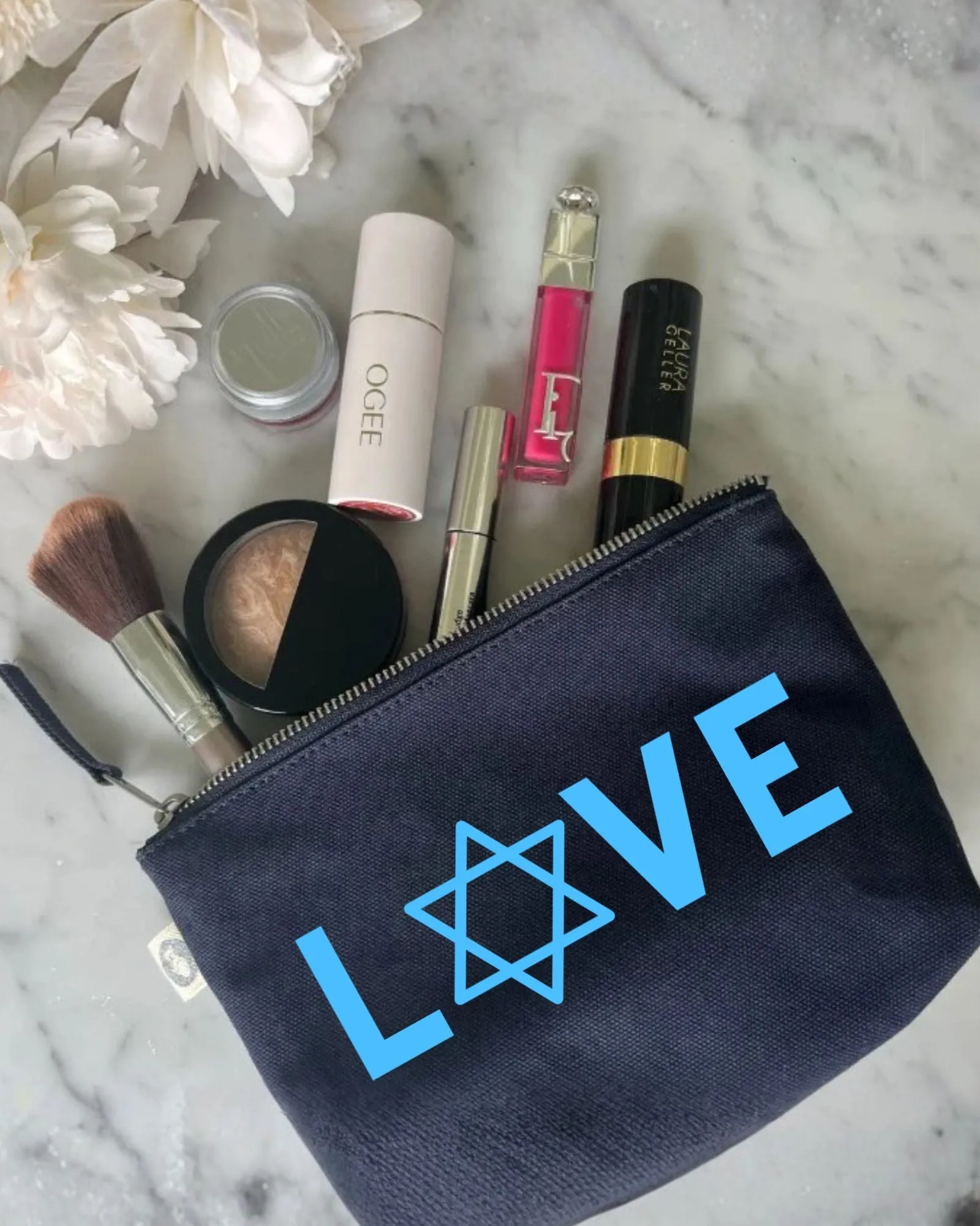 LOVE STAR OF DAVID Makeup Bag- Navy with Blue sold by Quilted Koala product image thumbnail 2