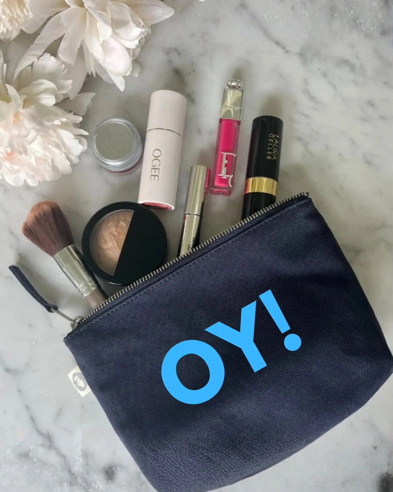 OY! Makeup Bag- Navy with Blue sold by Quilted Koala product image thumbnail 2