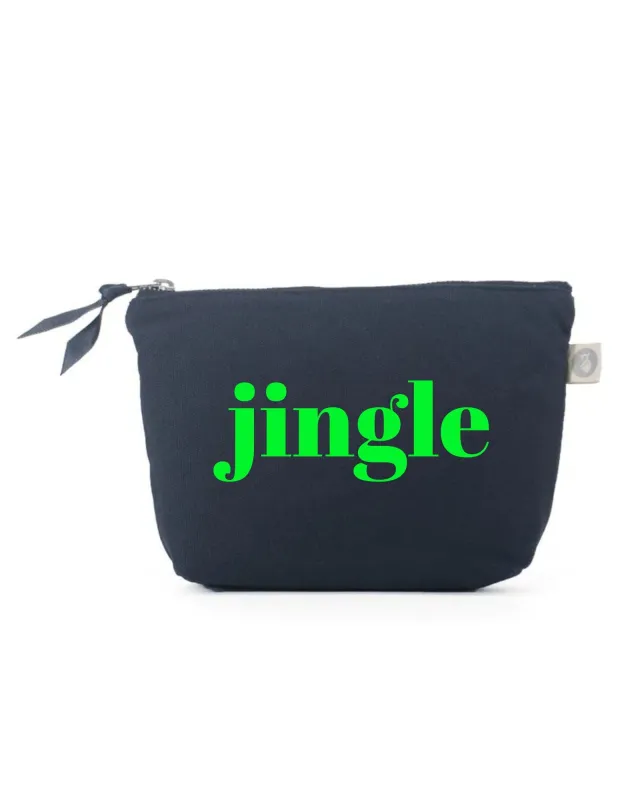 JINGLE Makeup Bag- Navy with Neon Green sold by Quilted Koala