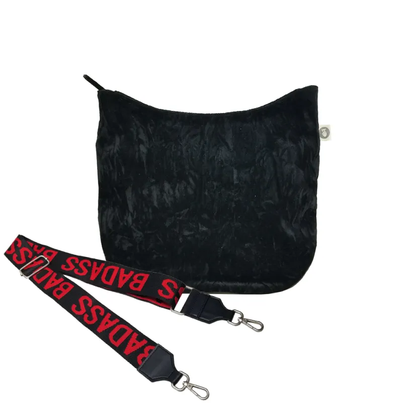 Mini City Bag - Black Velvet + FREE Black/Red BADASS Luxe Strap sold by Quilted Koala