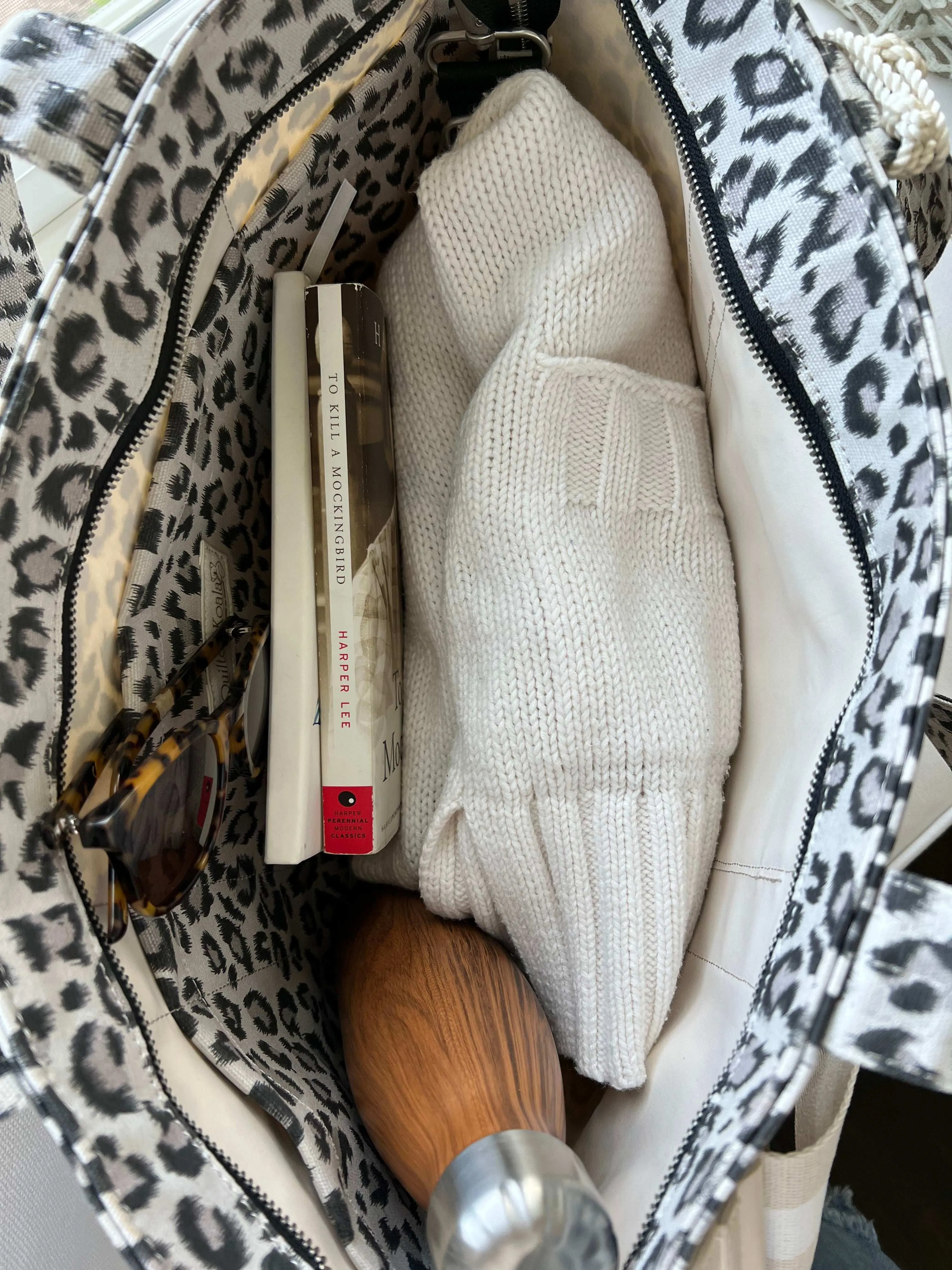 Leopard Midi Zipper Tote + FREE Black Tassel sold by Quilted Koala product image thumbnail 5