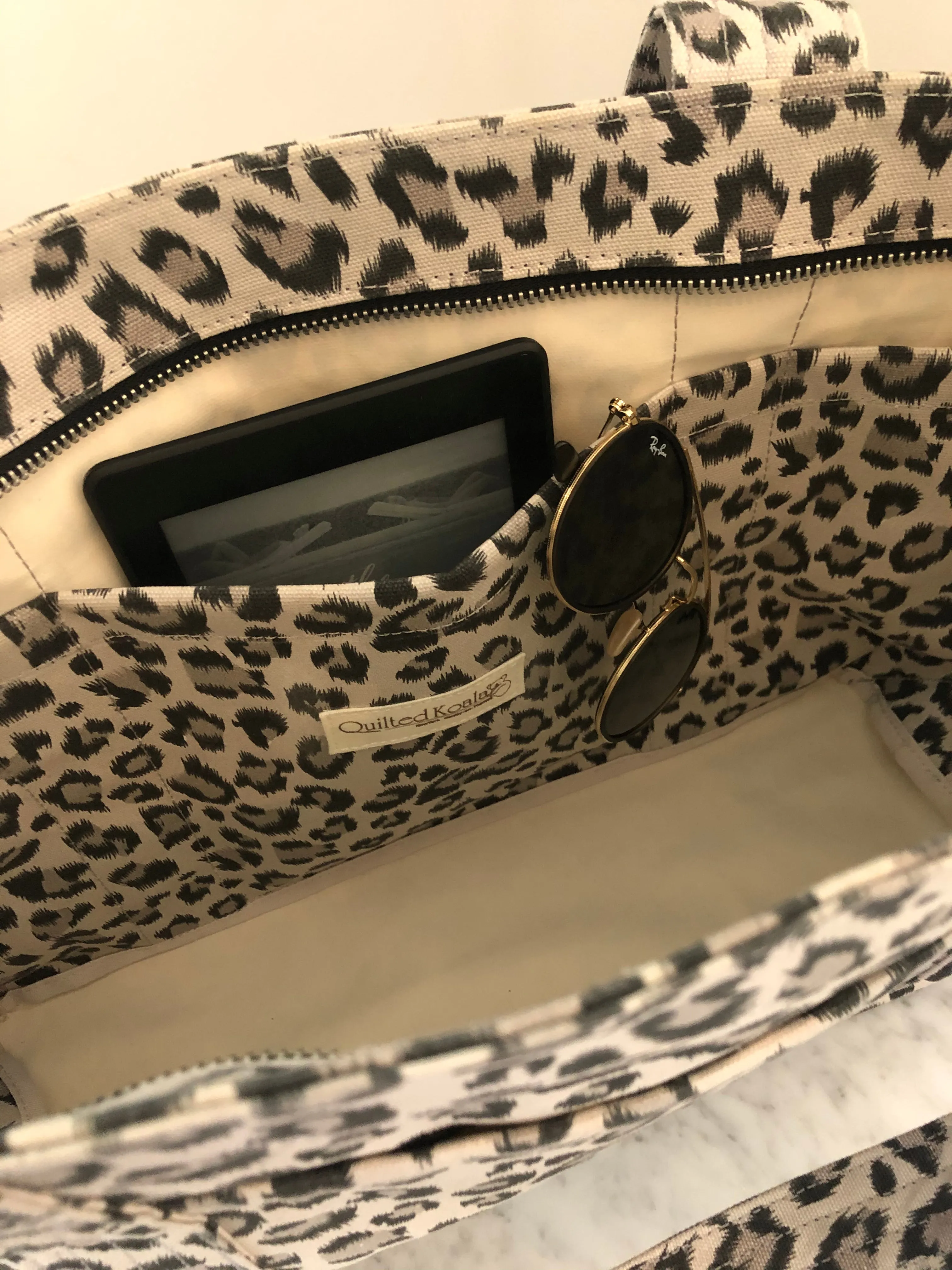 Leopard Midi Zipper Tote + FREE Black Tassel sold by Quilted Koala product image thumbnail 4