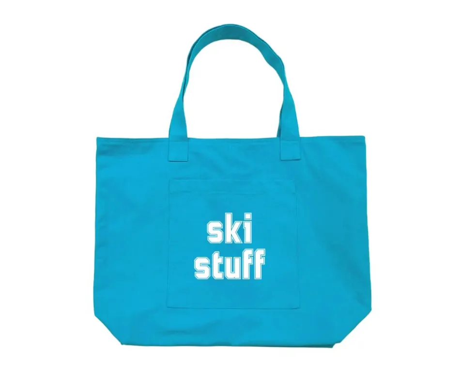 SKI STUFF TOTE BAG - Aqua Everything Bag made by Quilted Koala