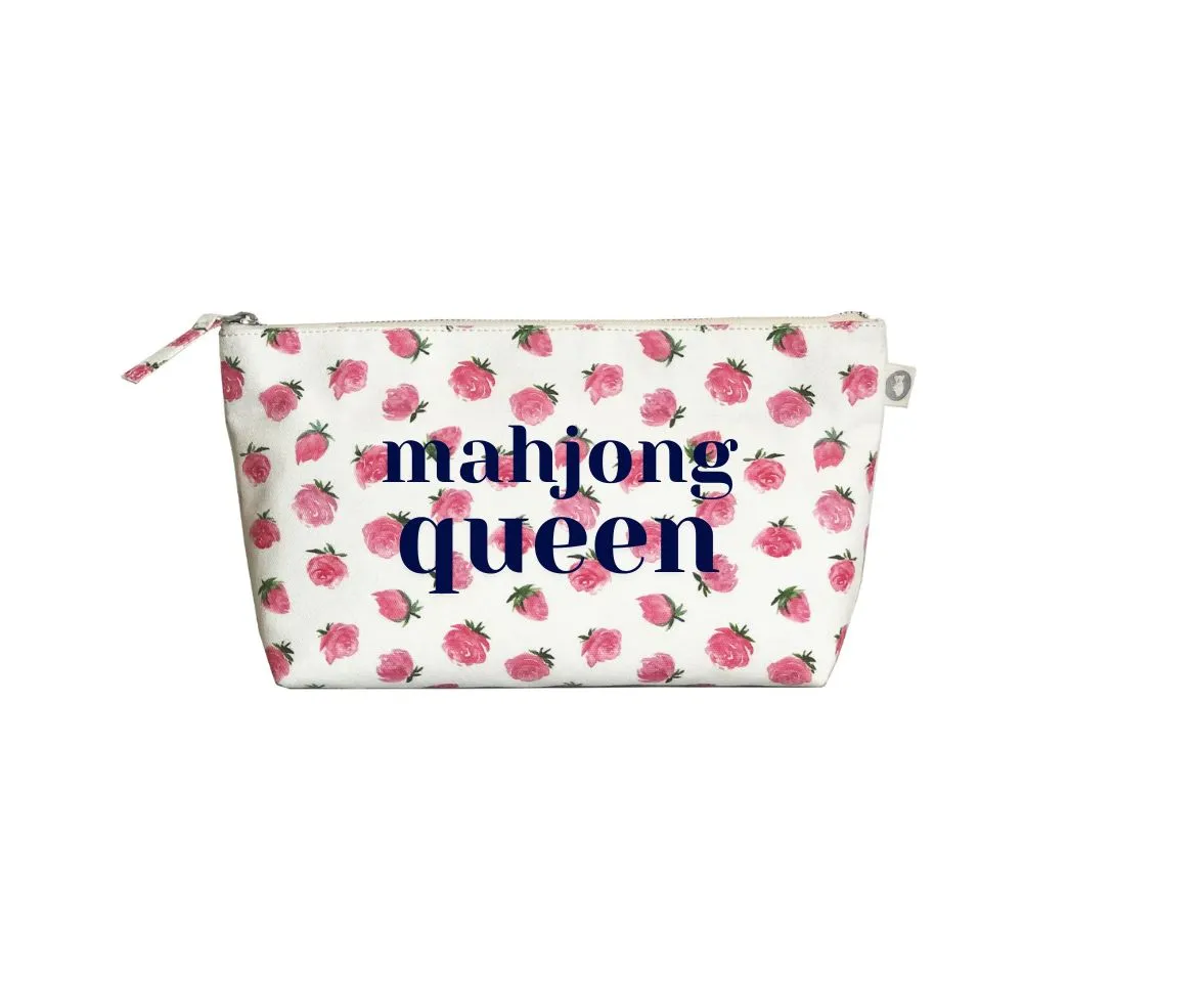 Mahjong Queen Pouch Clutch - White Floral sold by Quilted Koala