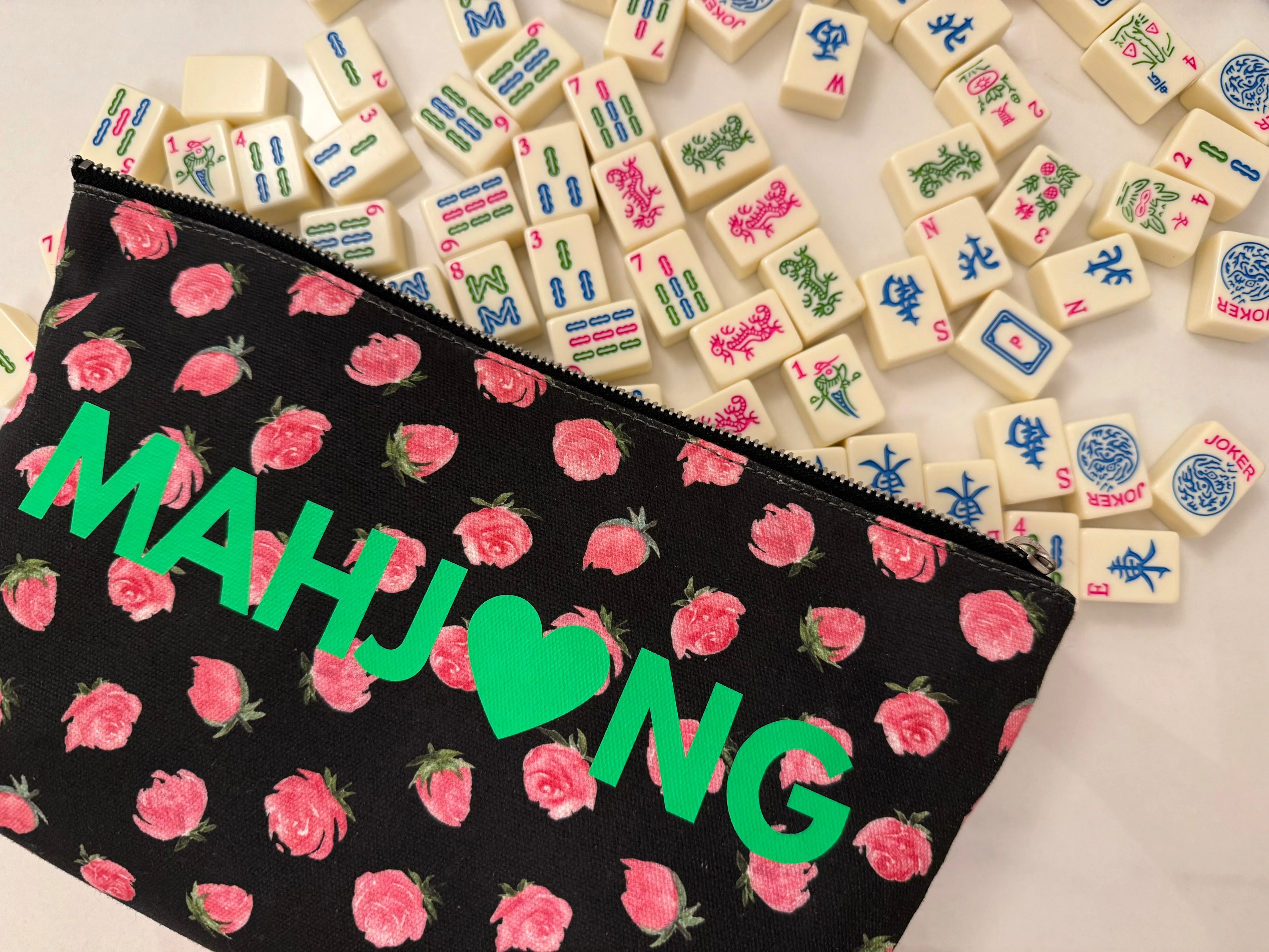 Mahjong Queen Pouch Clutch - Black Floral sold by Quilted Koala product image thumbnail 2