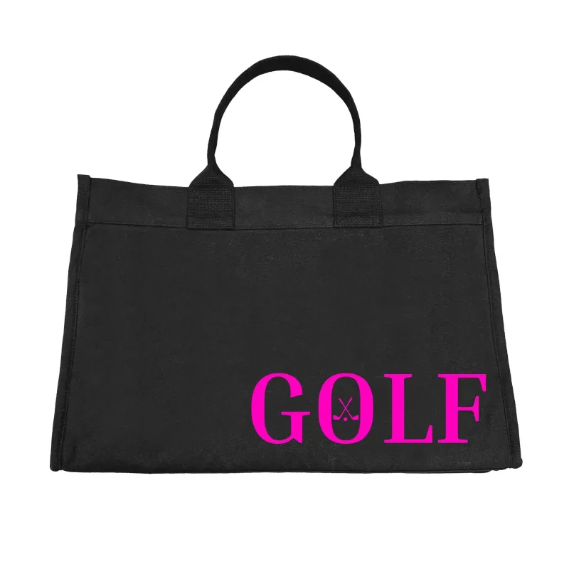 Anywhere Golf Cart Bag in Black with Neon Pink GOLF sold by Quilted Koala