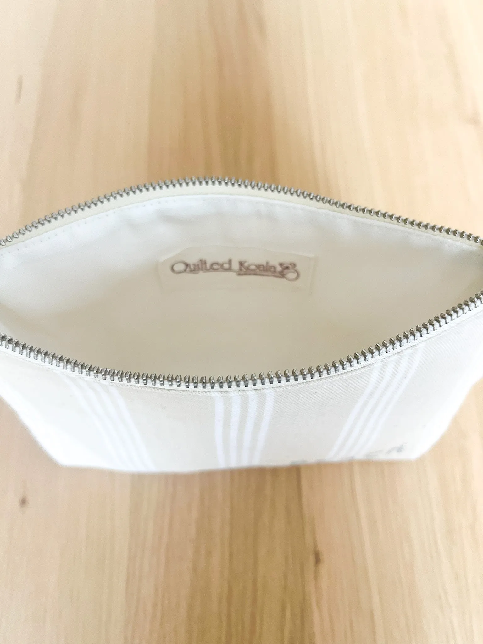 Sand Ticking Stripe Makeup Bag- Rose Gold Foil GOLF sold by Quilted Koala product image thumbnail 3