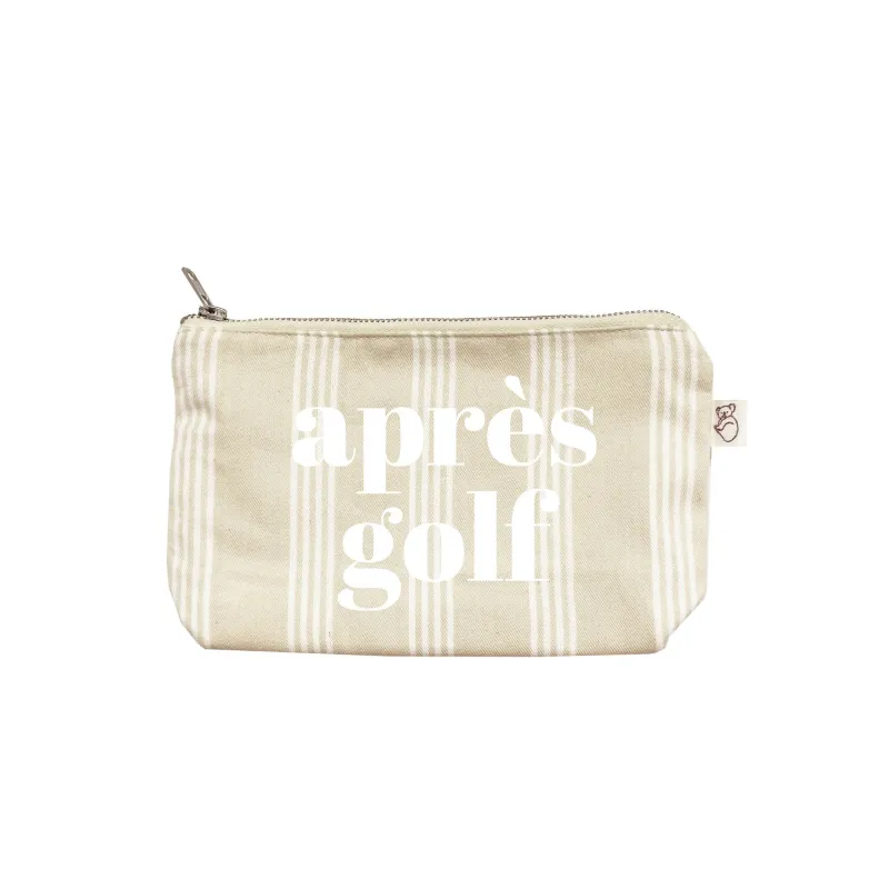 Sand Ticking Stripe Makeup Bag- White Matte APRÈS GOLF sold by Quilted Koala