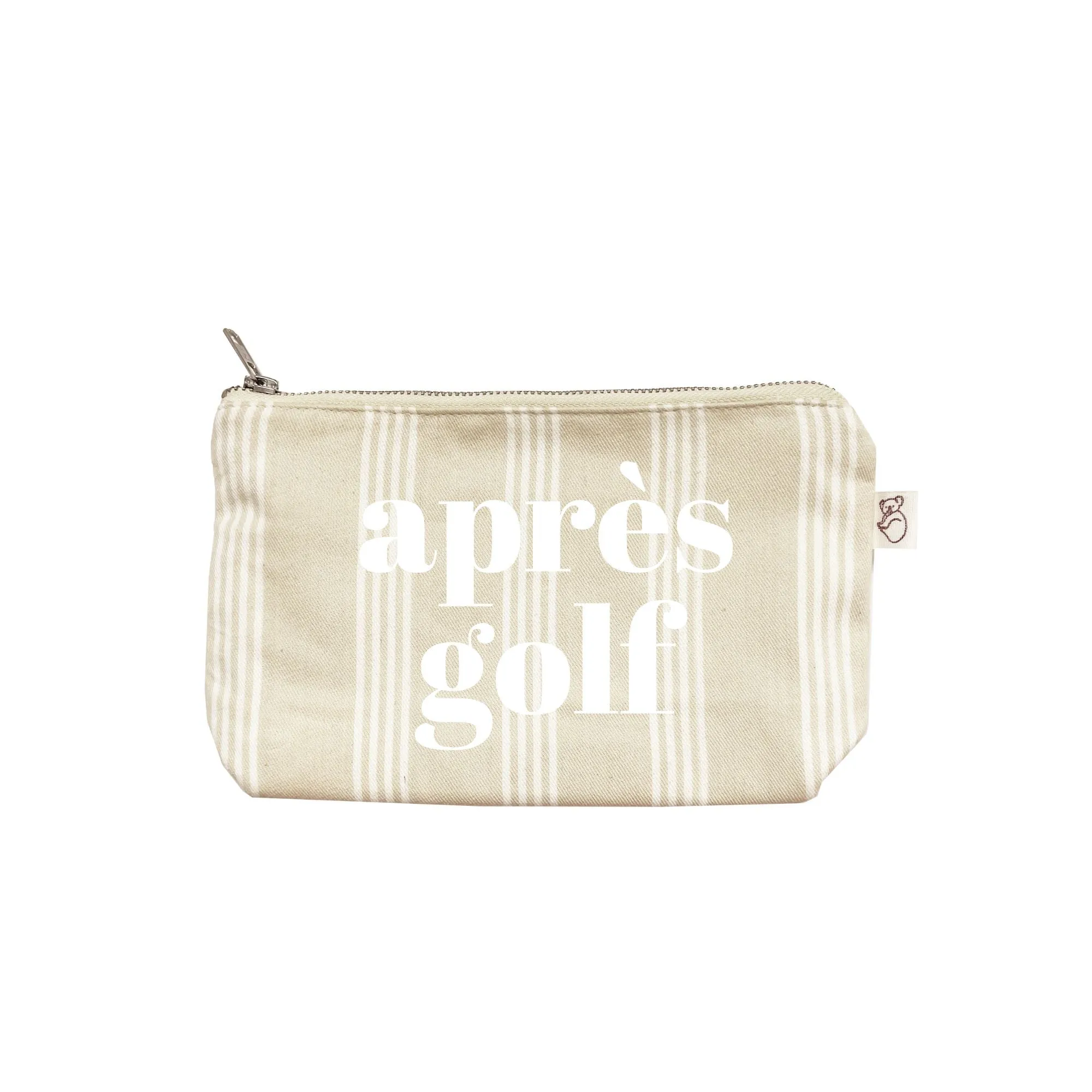 Sand Ticking Stripe Makeup Bag- White Matte APRÈS GOLF sold by Quilted Koala