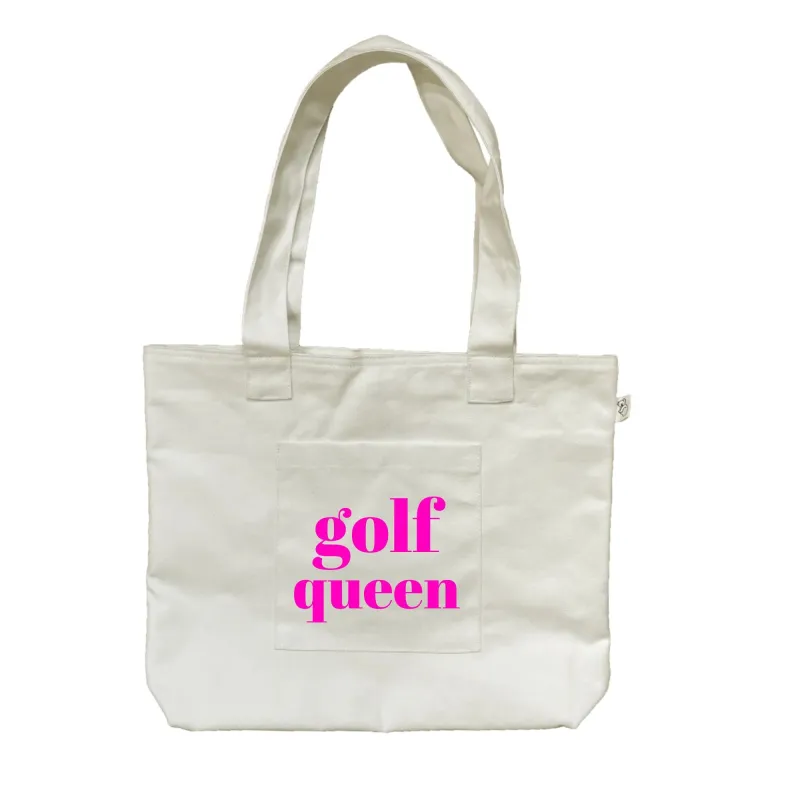 Natural Midi Everything Bag- Neon Pink GOLF QUEEN sold by Quilted Koala