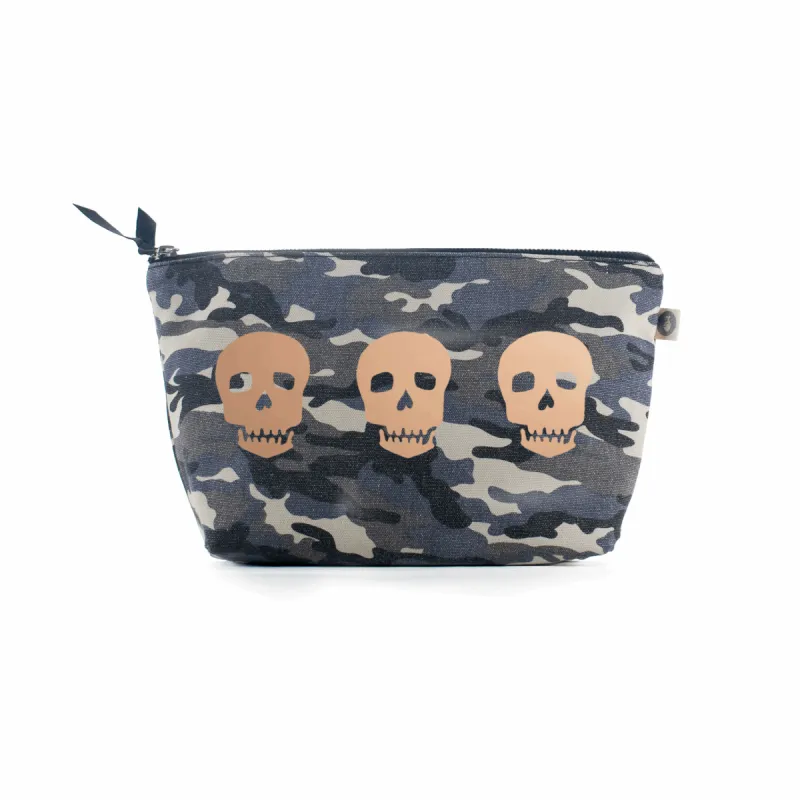 Clutch Bag Grey Camouflage with Rose Gold 3 Skulls sold by Quilted Koala
