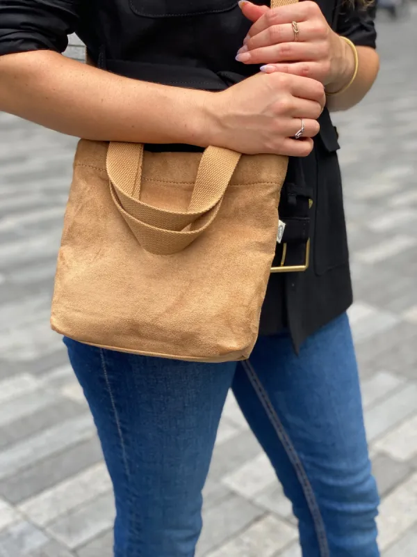 Midi Town Crossbody Bag: Mocha Vegan Suede 10% OFF with code: YMC sold by Quilted Koala