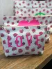 Makeup Bag: White Floral with Neon Pink LOVE sold by Quilted Koala