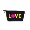 Clutch Bag Black with Yellow/Pink LOVE Daisy sold by Quilted Koala