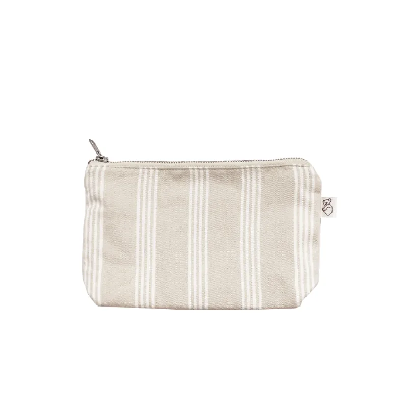 Koala Basics: Makeup Bag: Sand Ticking Stripe sold by Quilted Koala