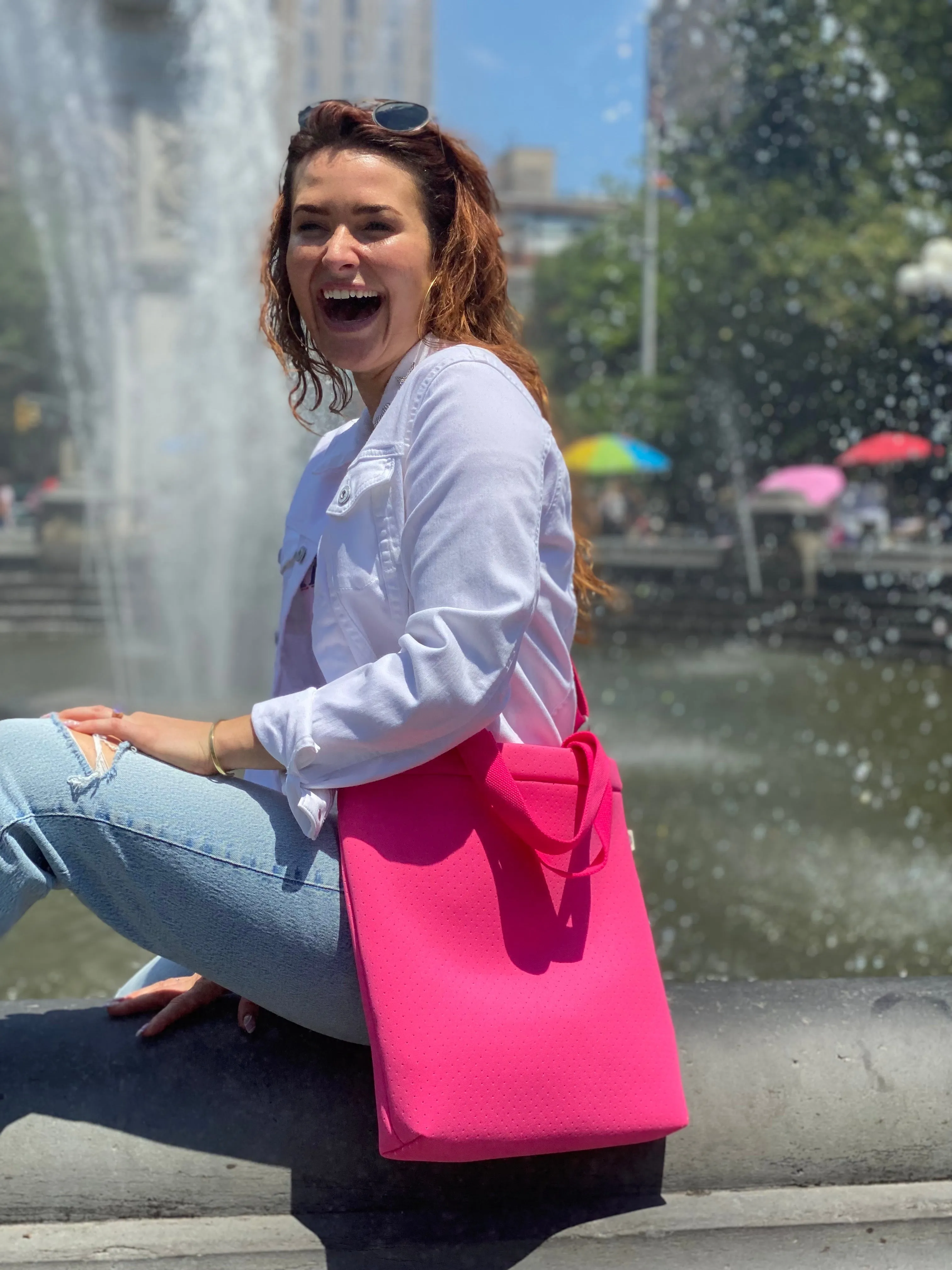 Town Crossbody Bag: Pink Neoprene sold by Quilted Koala product image thumbnail 2