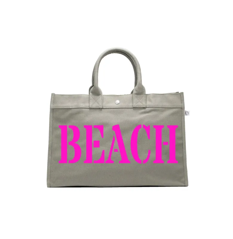 East West Bag: Olive with Neon Pink Matte BEACH sold by Quilted Koala