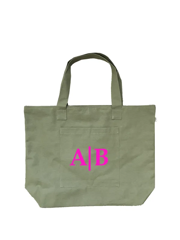 Olive Everything Bag - Split Letter Monogram sold by Quilted Koala