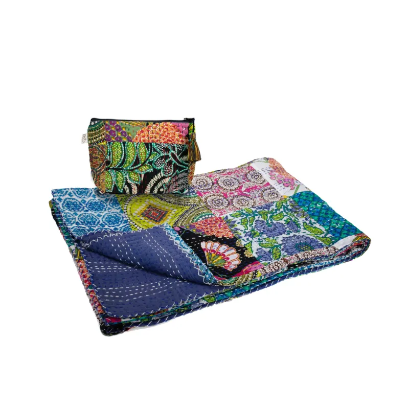 Multi Bright Boho Throw & Multi Dark Boho Makeup Bag Bundle ($158 value for only $58 use code: BOHOGIFT) sold by Quilted Koala