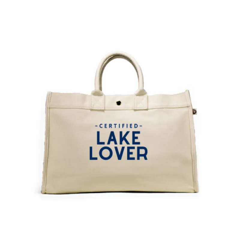 East West Bag: Natural with Navy Matte Certified Lake LOVER sold by Quilted Koala