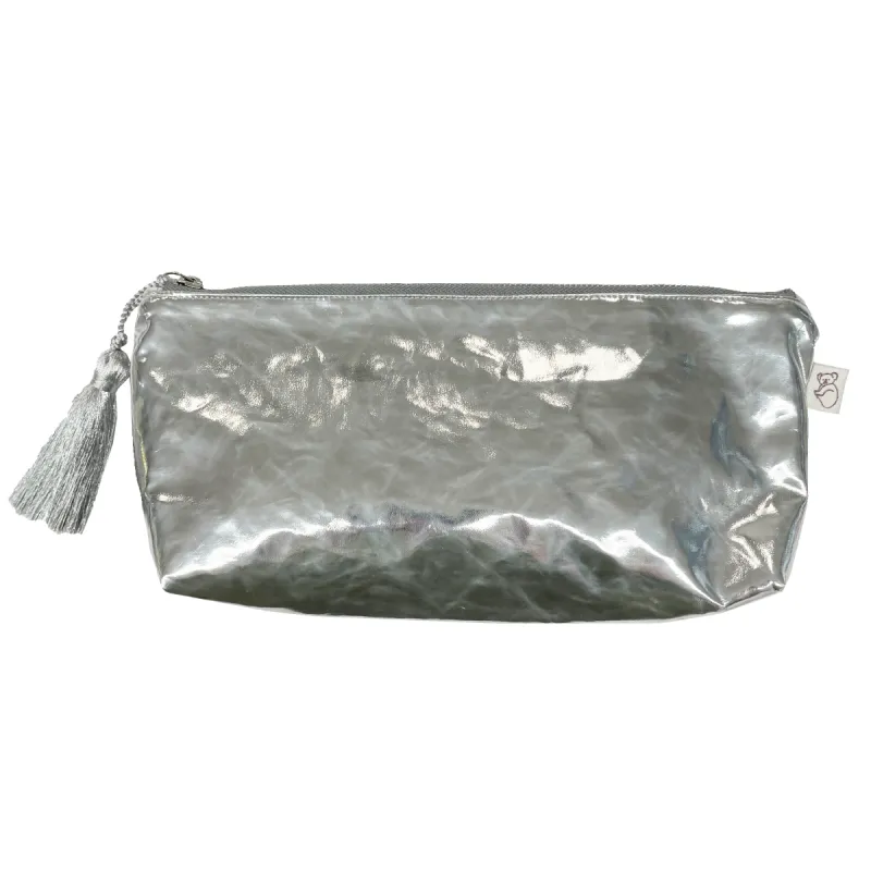 Silver Metallic Hold Me Clutch sold by Quilted Koala