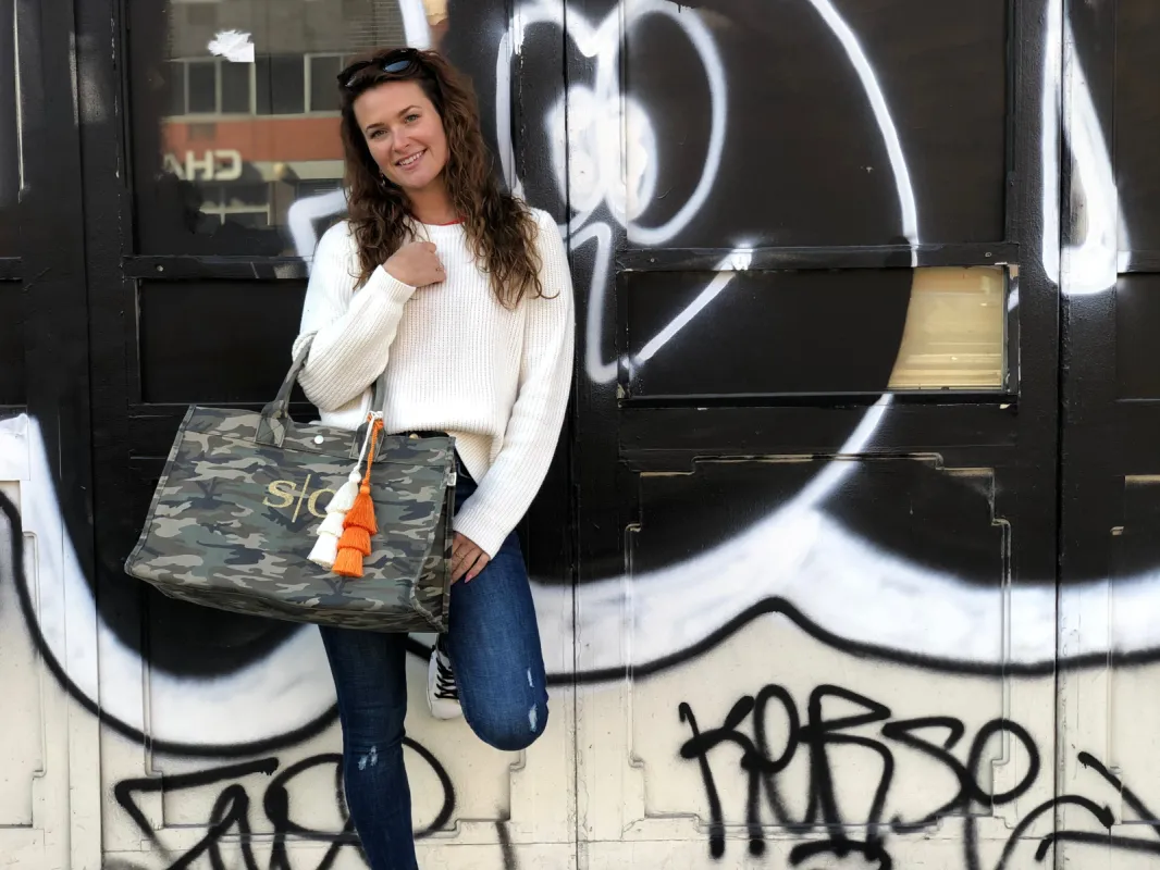 Split Letter Monogram East West Bag sold by Quilted Koala