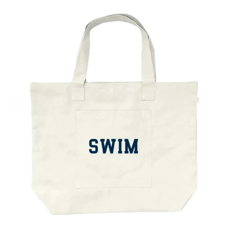 Midi Everything Bag - Natural with Navy SWIM sold by Quilted Koala