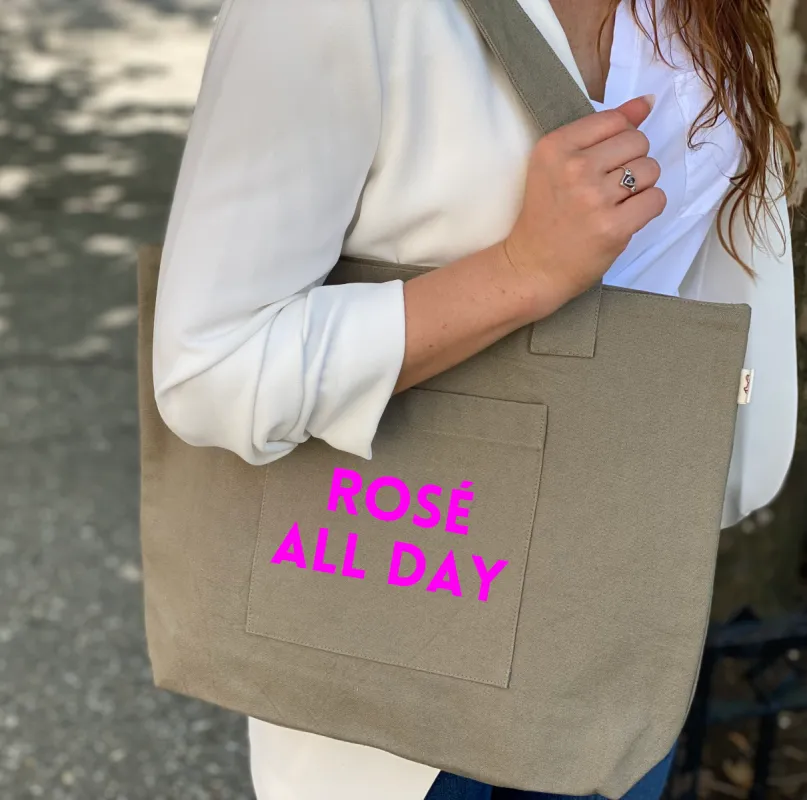 Olive Midi Everything Bag - Neon Pink ROSÉ ALL DAY sold by Quilted Koala