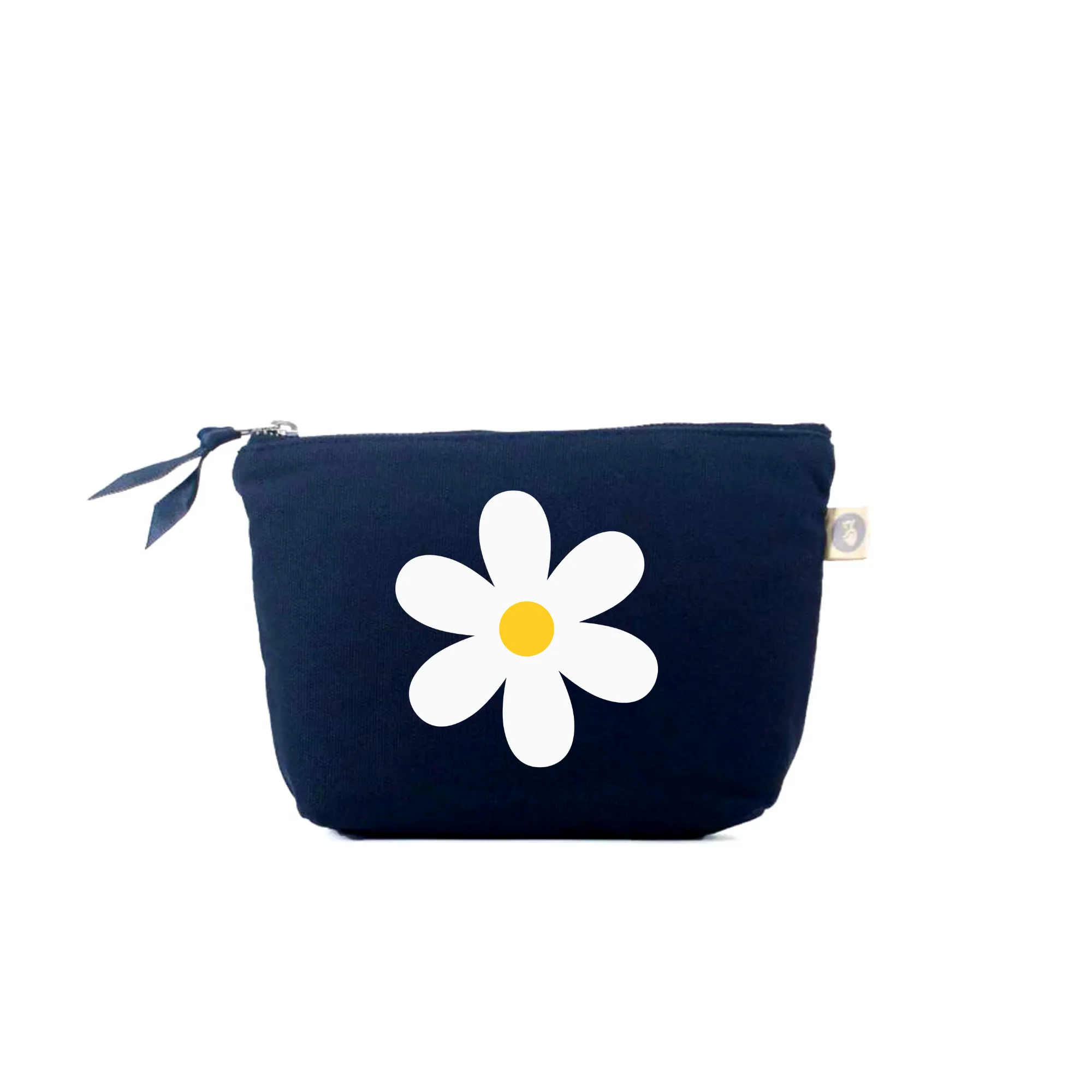 Makeup Bag Navy with White/Yellow Daisy sold by Quilted Koala product image thumbnail 4
