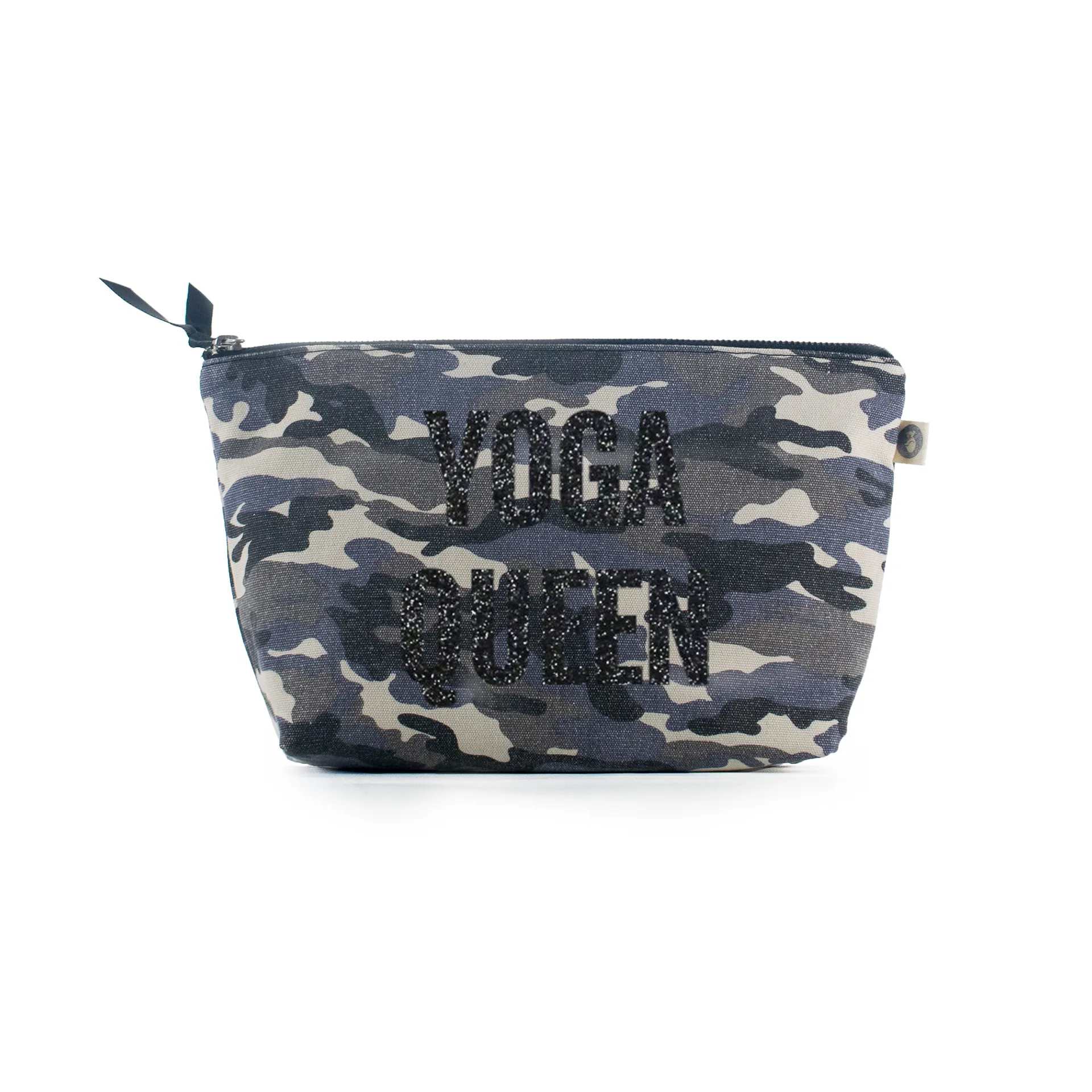 Grey Camouflage Clutch with Black Glitter Yoga Queen sold by Quilted Koala