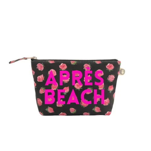 Makeup Bag Black Floral with Neon Pink APRES BEACH sold by Quilted Koala