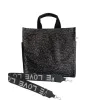 Monogram Stripe: Luxe North South Bag- Black Leopard sold by Quilted Koala