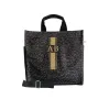 Monogram Stripe: Luxe North South Bag- Black Leopard sold by Quilted Koala