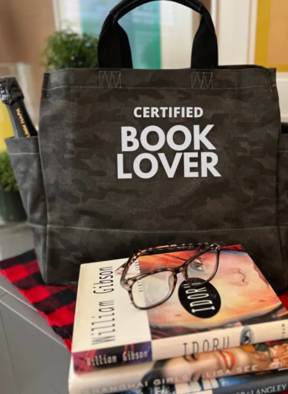 NEW! Luxe North South Bag - White Matte Certified Book Lover sold by Quilted Koala