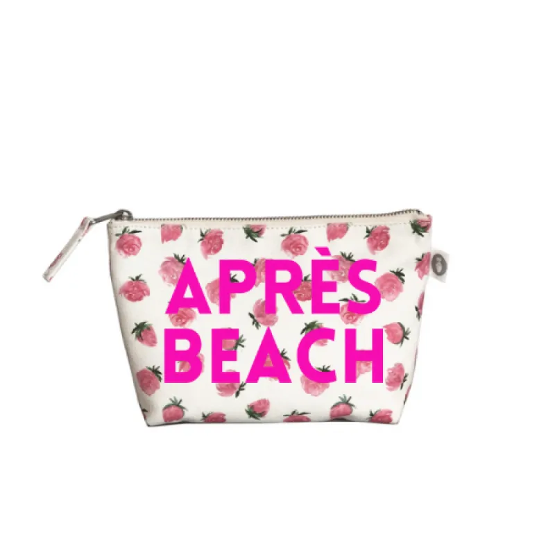 Makeup Bag White Floral with Neon Pink APRES BEACH sold by Quilted Koala