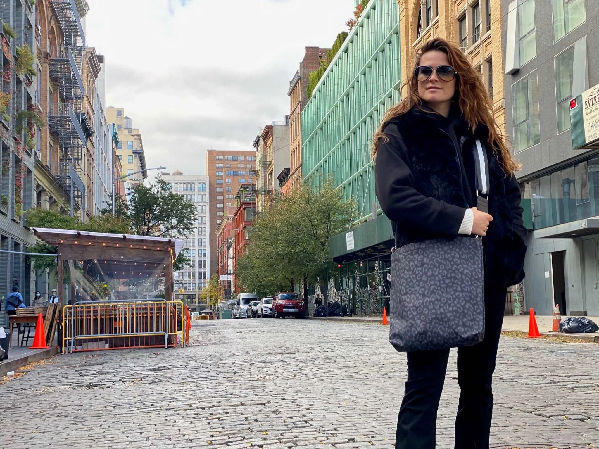 Black Leopard Crossbody Town Bag sold by Quilted Koala product image thumbnail 3