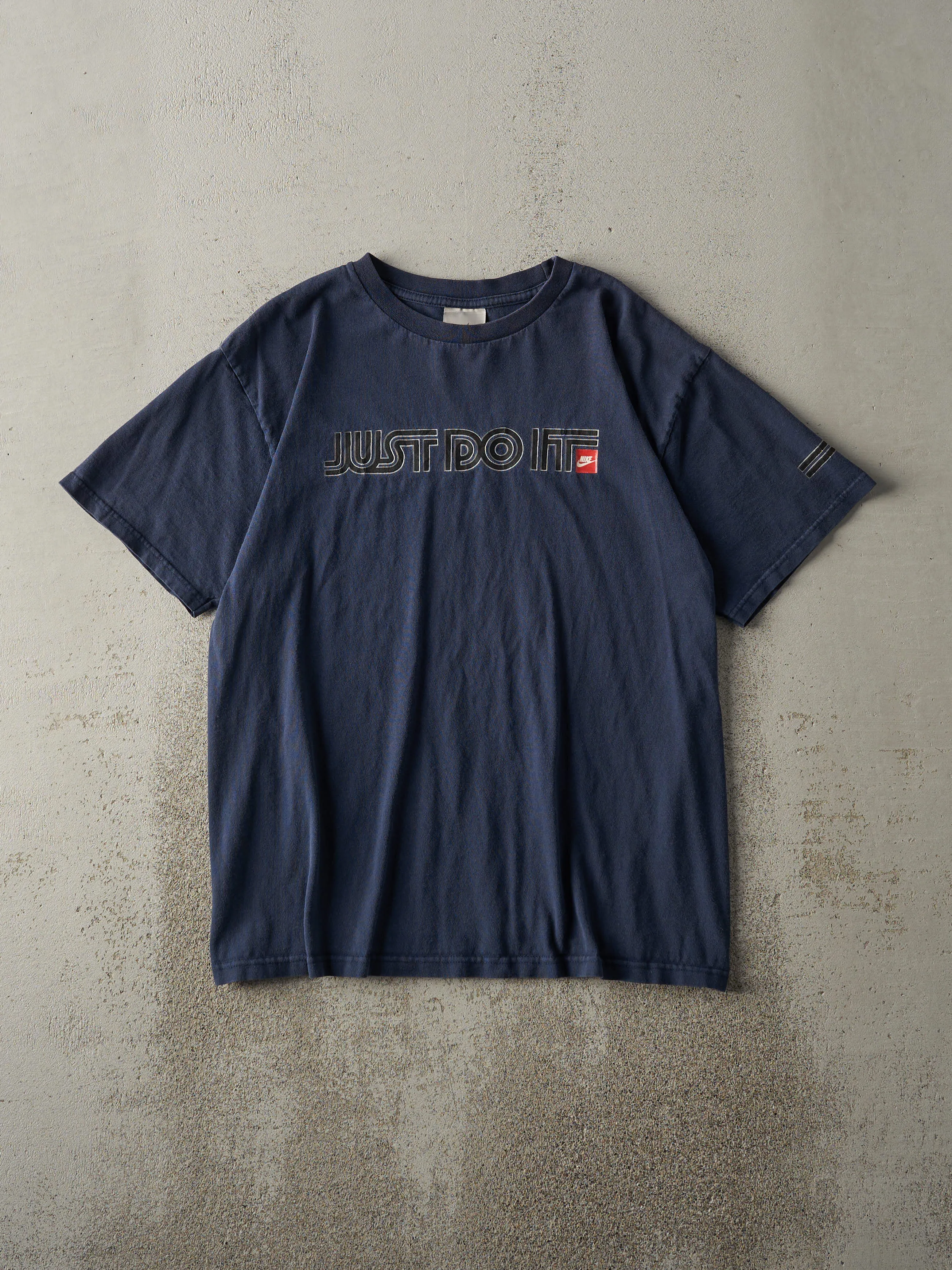 Vintage Y2K Navy Blue "Just Do It" Nike Tee (M) sold by Rebalance Vintage