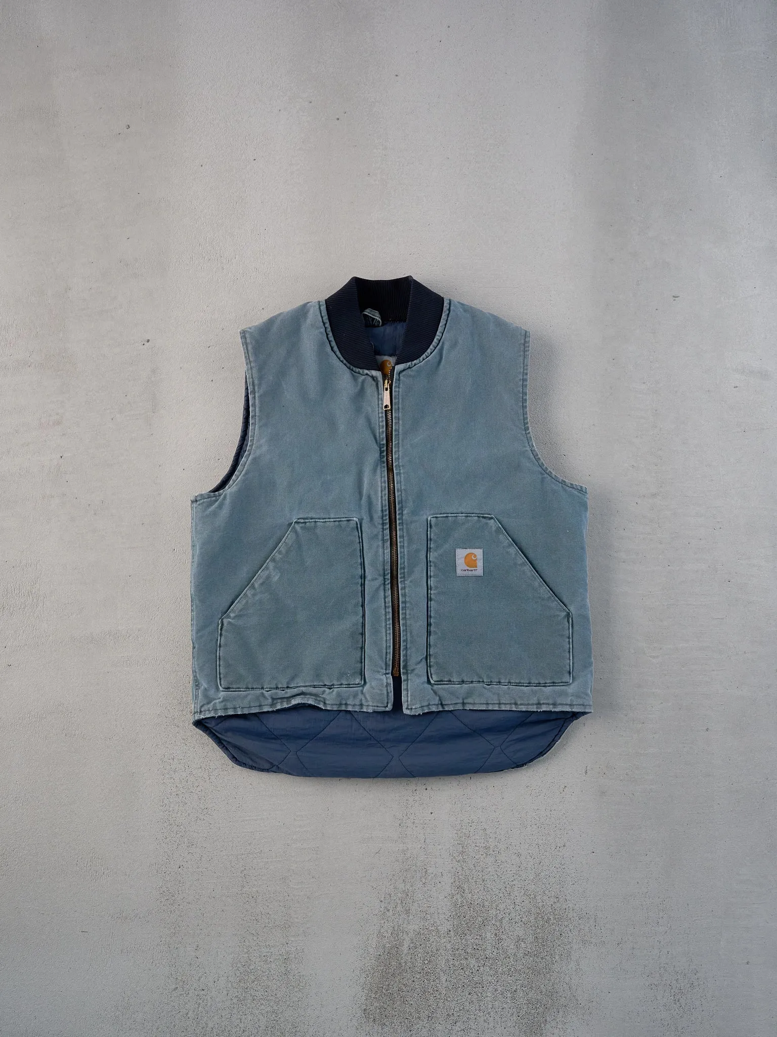 Vintage 90s Rare Light Blue Carhartt Workwear Vest (M) sold by Rebalance Vintage