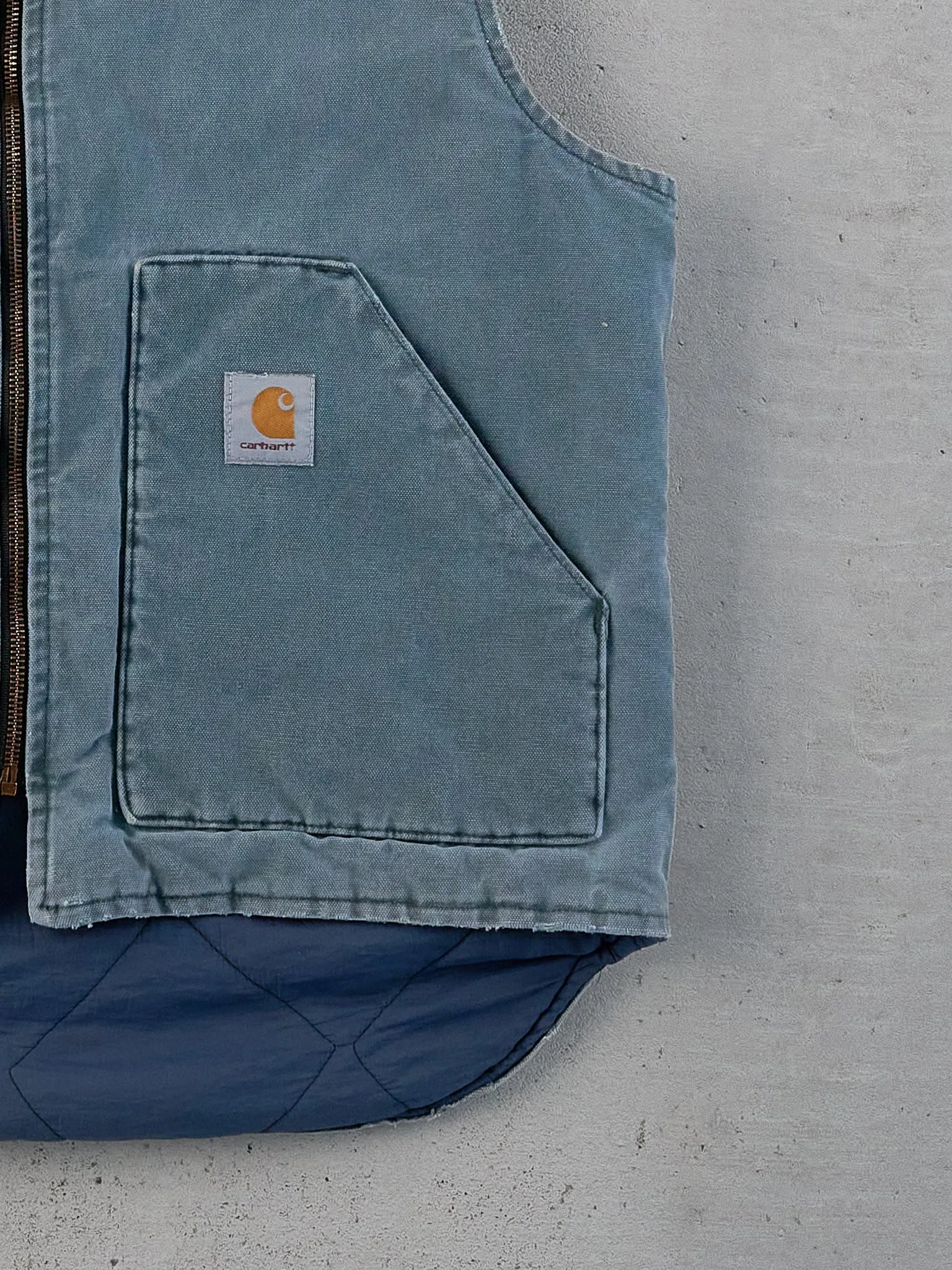 Vintage 90s Rare Light Blue Carhartt Workwear Vest (M) sold by Rebalance Vintage product image thumbnail 5