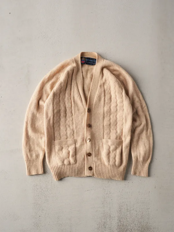 Vintage 70s Beige Wave Knit Cardigan (S) sold by Rebalance Vintage