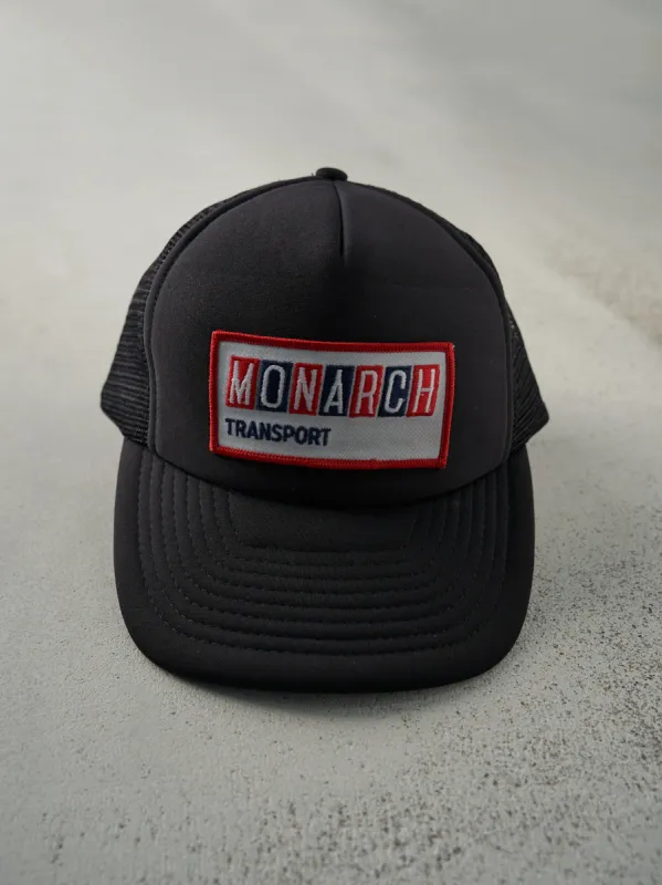 Vintage 90s Black Monarch Transport Foam Trucker Hat sold by Rebalance Vintage