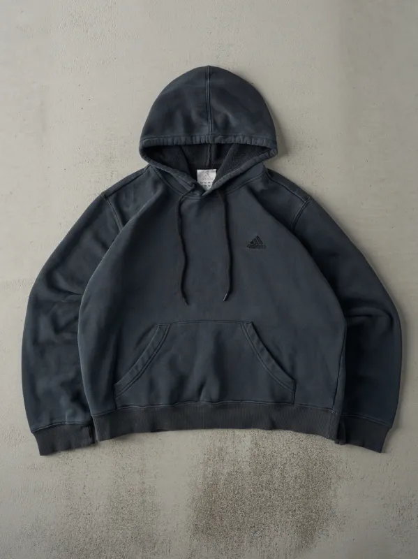 Vintage Y2K Faded Black Adidas Embroidered Cropped Hoodie (L) sold by Rebalance Vintage