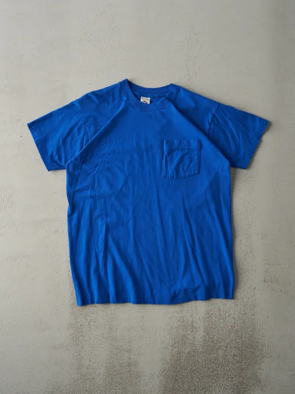 Vintage 80s Royal Blue Blank Single Stitch Pocket Tee (M) sold by Rebalance Vintage