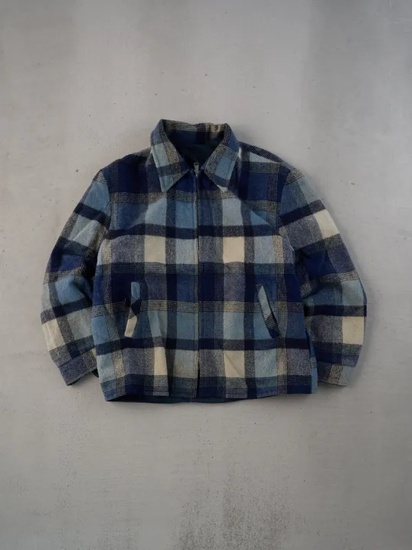 Vintage 90s Blue Flannel Collared Jacket (M/L) sold by Rebalance Vintage
