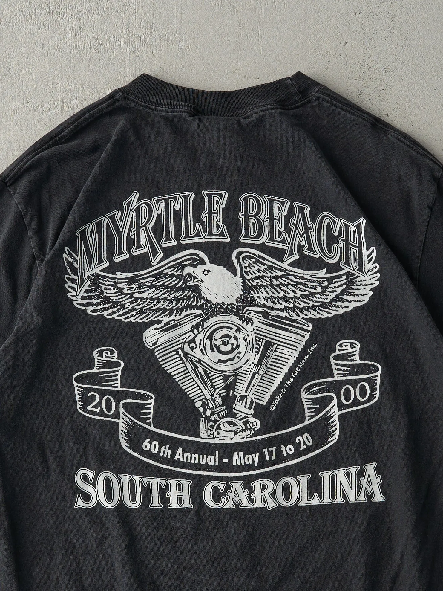 Vintage 00' Faded Black 60th Annual Myrtle Beach Bike Rally Tee (M) sold by Rebalance Vintage product image thumbnail 4