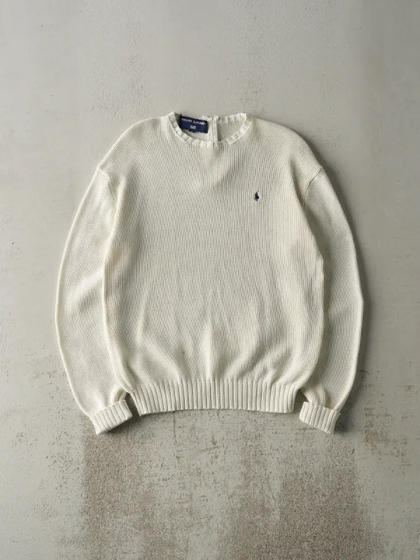 Vintage 90s Beige Ralph Lauren Polo Knit Pullover (M) sold by Rebalance Vintage
