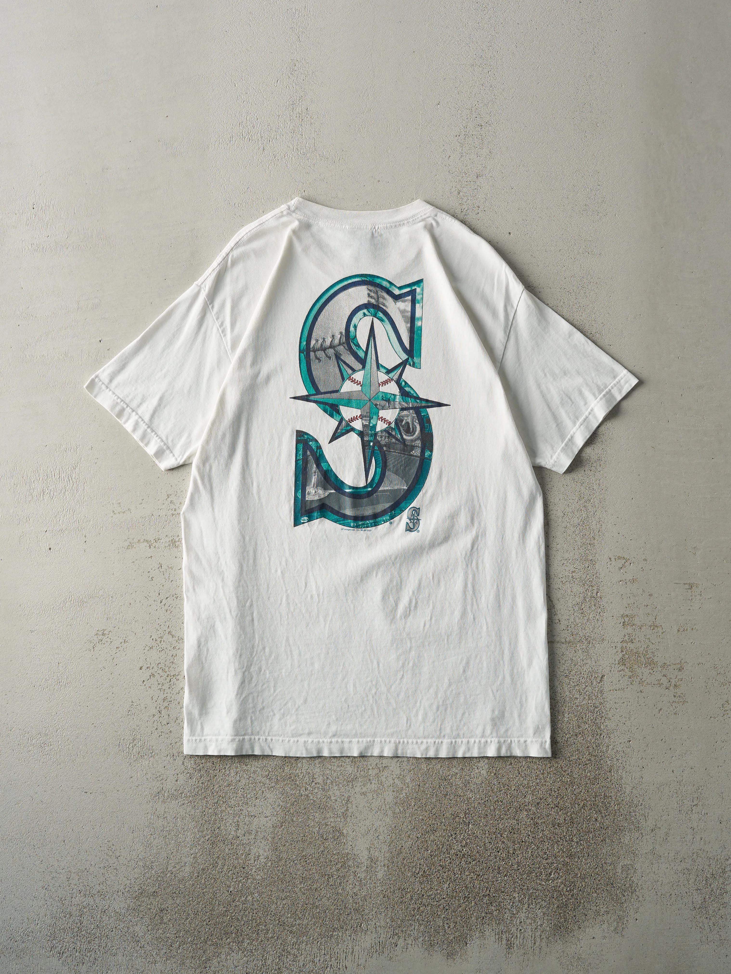 Vintage 07' White Seattle Mariners Graphic Tee (L) sold by Rebalance Vintage