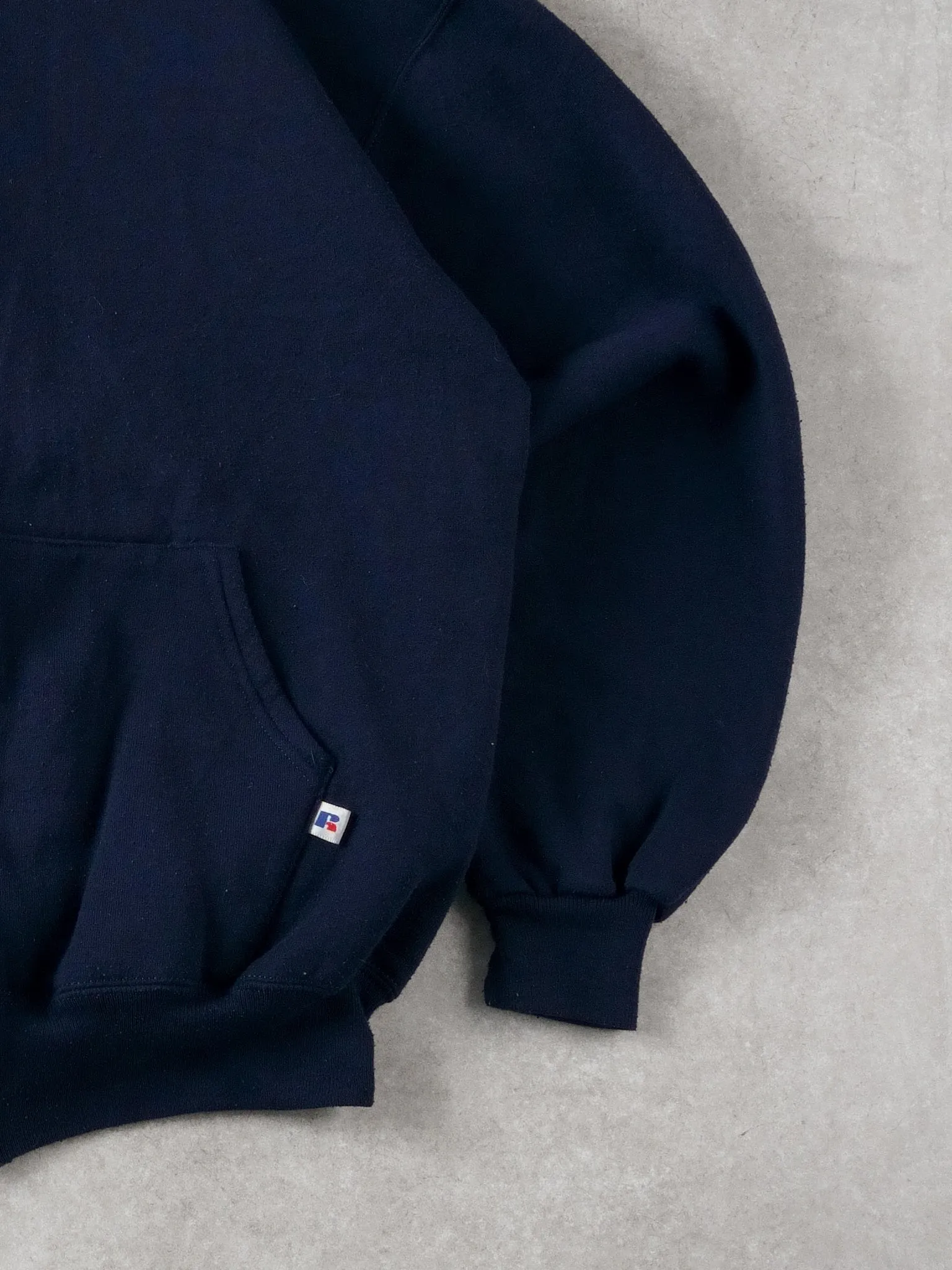 Vintage 90s Navy Blue Russell Athletics Blank Zipup (L) sold by Rebalance Vintage product image thumbnail 3